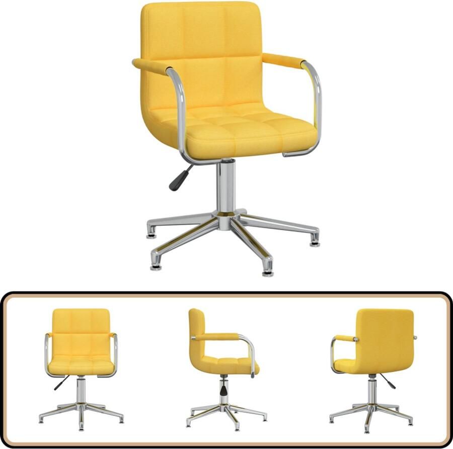 The Living Store Eetkamerstoel draaibaar stof mosterdgeel Draaibare Eetkamerstoel Eettafelstoel Designstoel Modern Meubilair Mustard Yellow Chair