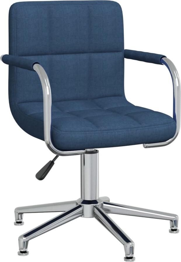 VidaXL Eetkamerstoel draaibaar stof blauw