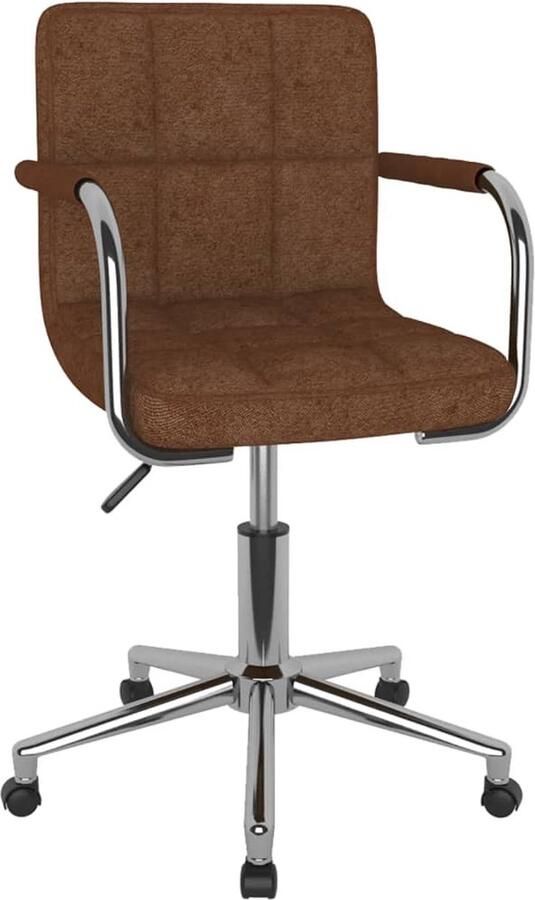 VidaXL Kantoorstoel Draaibaar Stof Bruin Eetkamerstoel Eetkamerstoelen Keukenstoelen Keukenstoel