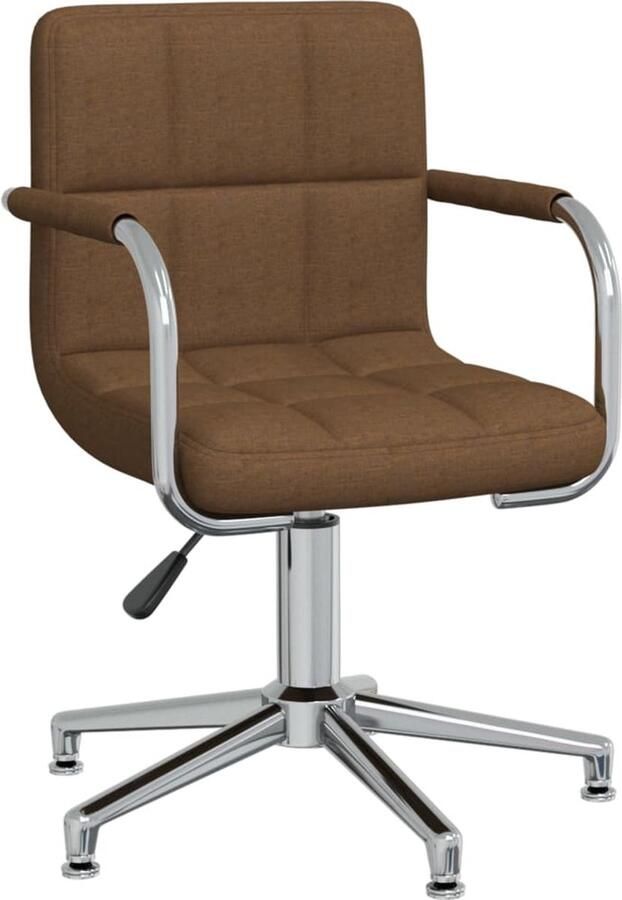 VidaXL Eetkamerstoel Eetkamerstoelen Keukenstoelen Keukenstoel Kantoorstoel draaibaar stof bruin - Foto 2