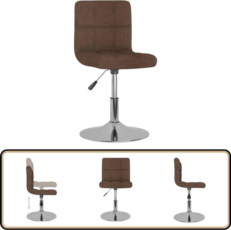 VidaXL Eetkamerstoel draaibaar stof bruin - Foto 2