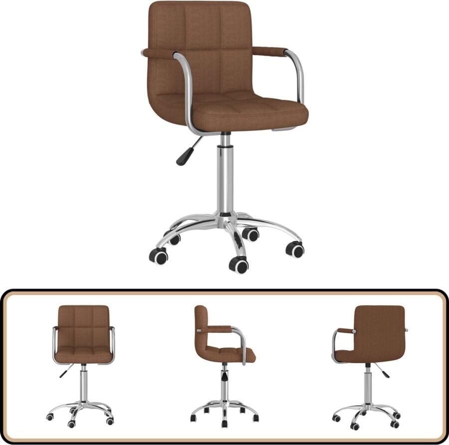 VidaXL Eetkamerstoel Draaibaar Stof Bruin Draaibare Eetkamerstoel Design Eetkamerstoel Stof Bruine Eetkamerstoel Comfortabele Eetkamerstoel - Foto 2