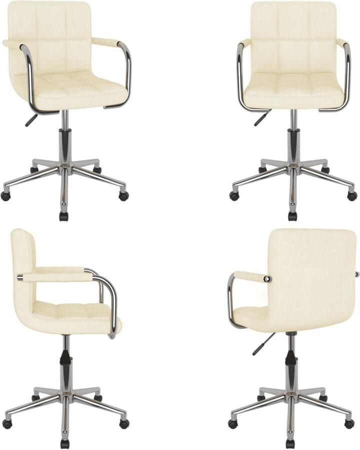 VidaXL Eetkamerstoel draaibaar stof crÃ¨mekleurig - Foto 2