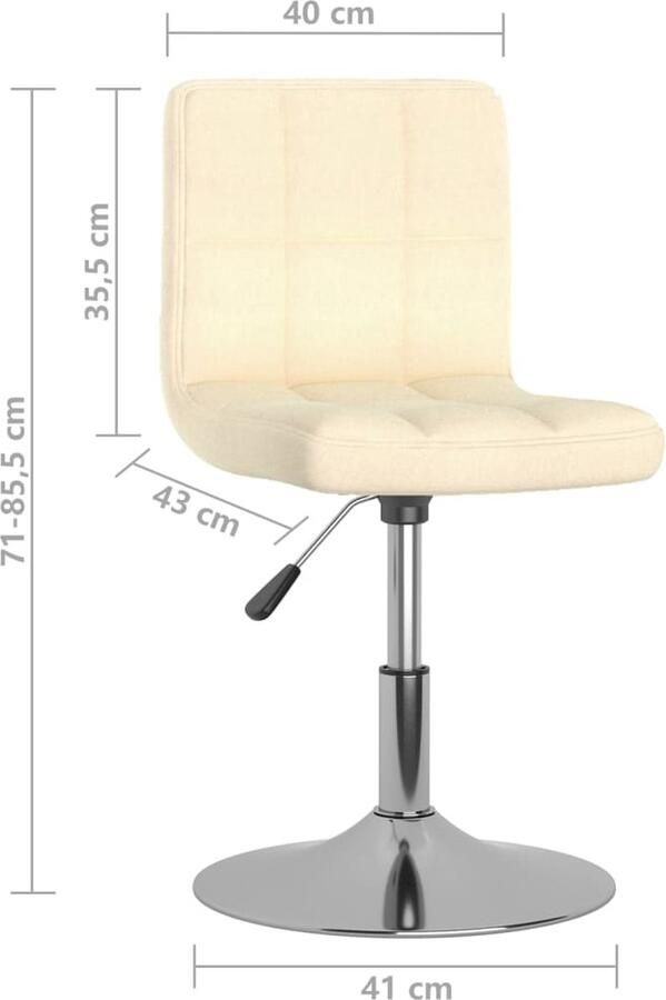 VidaXL Eetkamerstoel draaibaar stof crèmekleurig - Foto 3