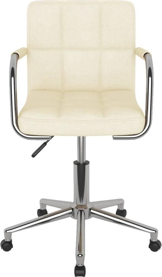 VidaXL Eetkamerstoel draaibaar stof crÃ¨mekleurig - Foto 3