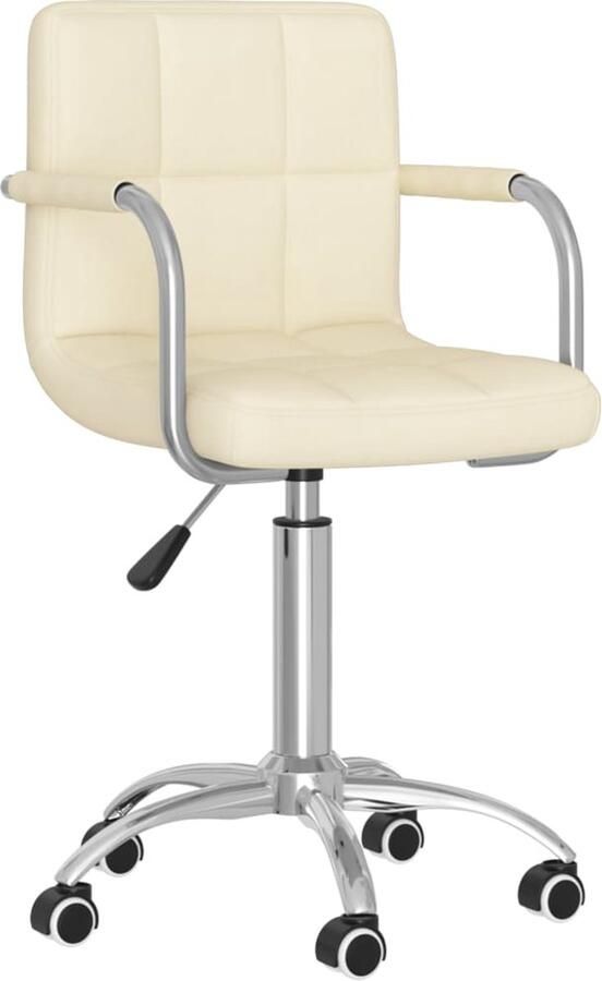 VidaXL Eetkamerstoel draaibaar stof crÃ¨mekleurig