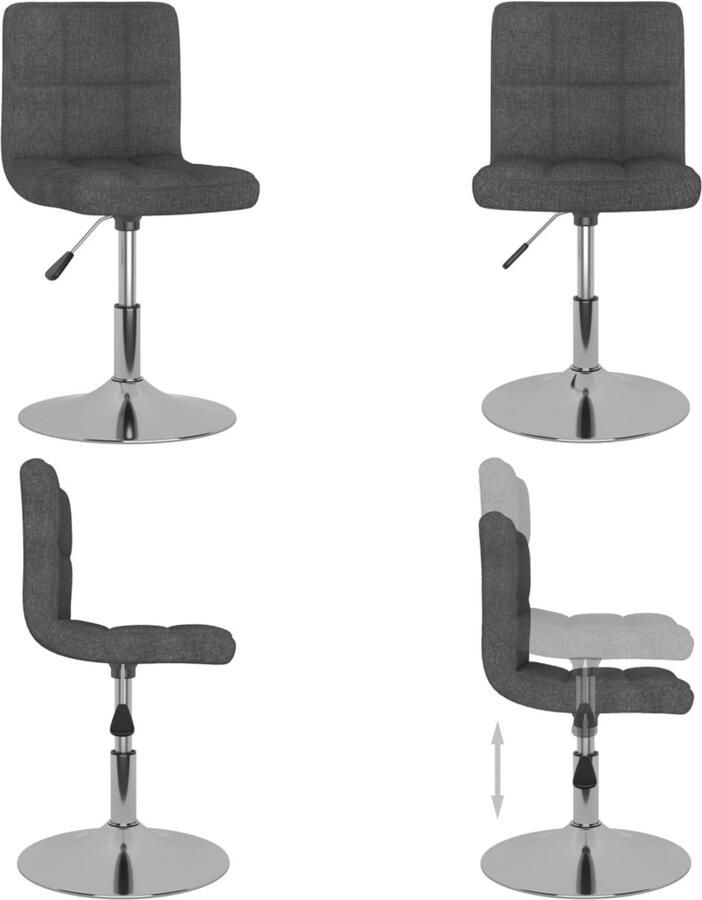 VidaXL Eetkamerstoel draaibaar stof donkergrijs Eetkamerstoel Eetkamerstoelen Dinerstoel Dinerstoelen
