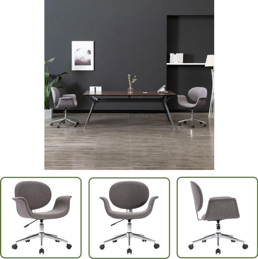 VidaXL Eetkamerstoel Draaibaar Stof Lichtgrijs Eetkamerstoel Draaibare Stoel Grijze Stoel Comfortabele Stoel Modern Meubilair Luxe Stoel Woonaccessoires