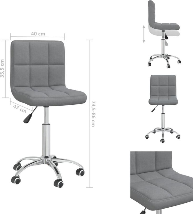 VidaXL Eetkamerstoel draaibaar stof lichtgrijs Eetkamerstoel Eetkamerstoelen Dinerstoel Dinerstoelen - Foto 2