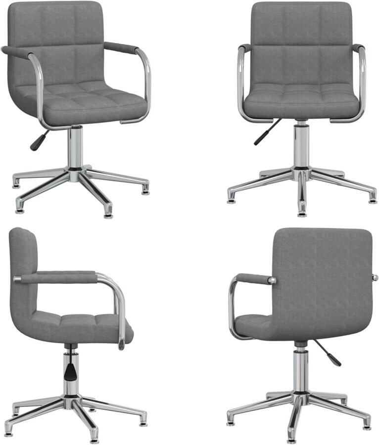 VidaXL Eetkamerstoel draaibaar stof lichtgrijs Eetkamerstoel Eetkamerstoelen Keukenstoelen Keukenstoel