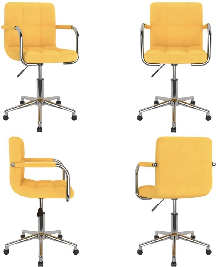 VidaXL Eetkamerstoel draaibaar stof mosterdgeel Eetkamerstoel Eetkamerstoelen Keukenstoelen Keukenstoel