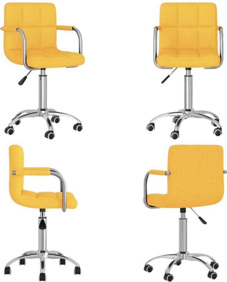VidaXL Eetkamerstoel draaibaar stof mosterdgeel Eetkamerstoel Eetkamerstoelen Keukenstoelen Keukenstoel