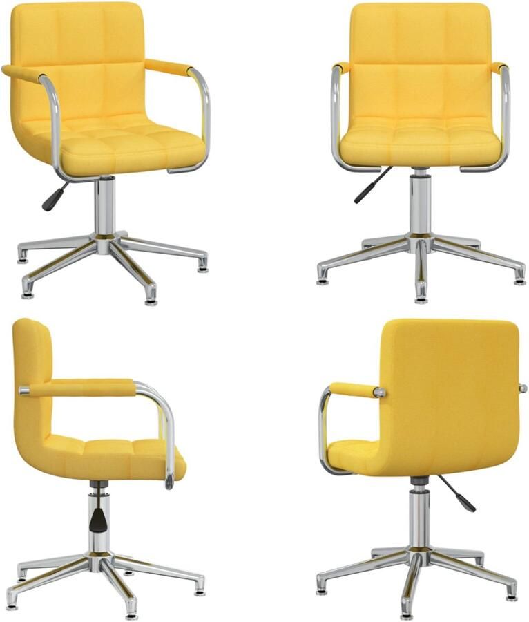 VidaXL Eetkamerstoel draaibaar stof mosterdgeel Eetkamerstoel Eetkamerstoelen Keukenstoelen Keukenstoel