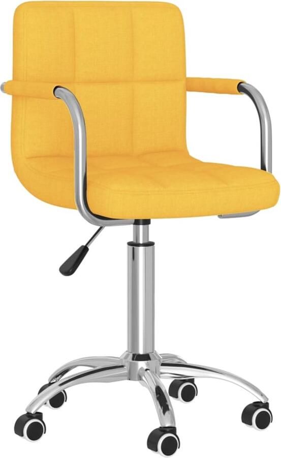 VidaXL Eetkamerstoel draaibaar stof mosterdgeel