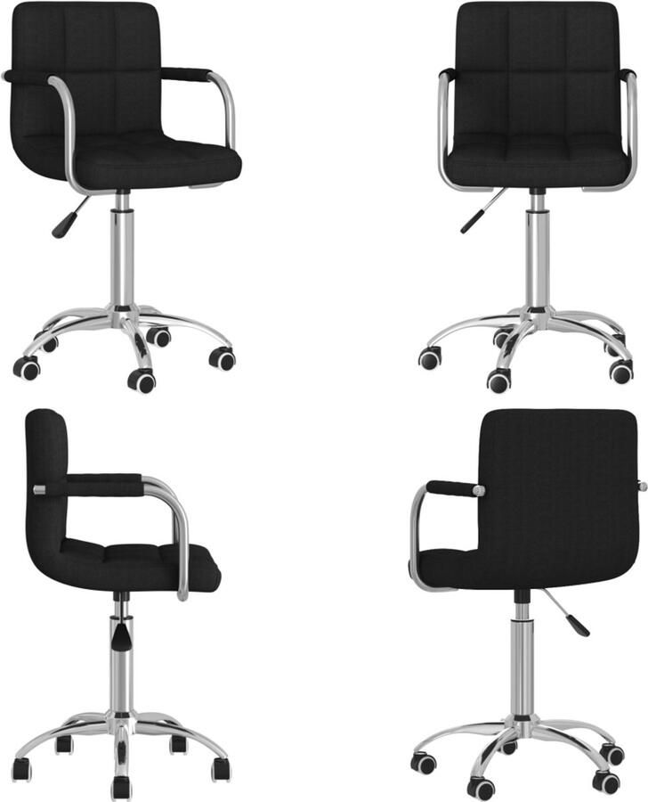 VidaXL Eetkamerstoel draaibaar stof zwart Eetkamerstoel Eetkamerstoelen Keukenstoelen Keukenstoel