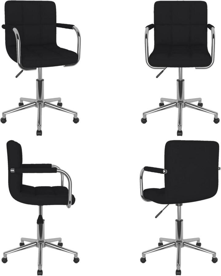 VidaXL Eetkamerstoel draaibaar stof zwart Eetkamerstoel Eetkamerstoelen Keukenstoelen Keukenstoel