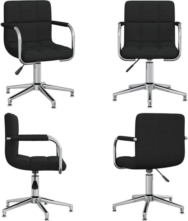 VidaXL Eetkamerstoel draaibaar stof zwart Eetkamerstoel Eetkamerstoelen Keukenstoelen Keukenstoel