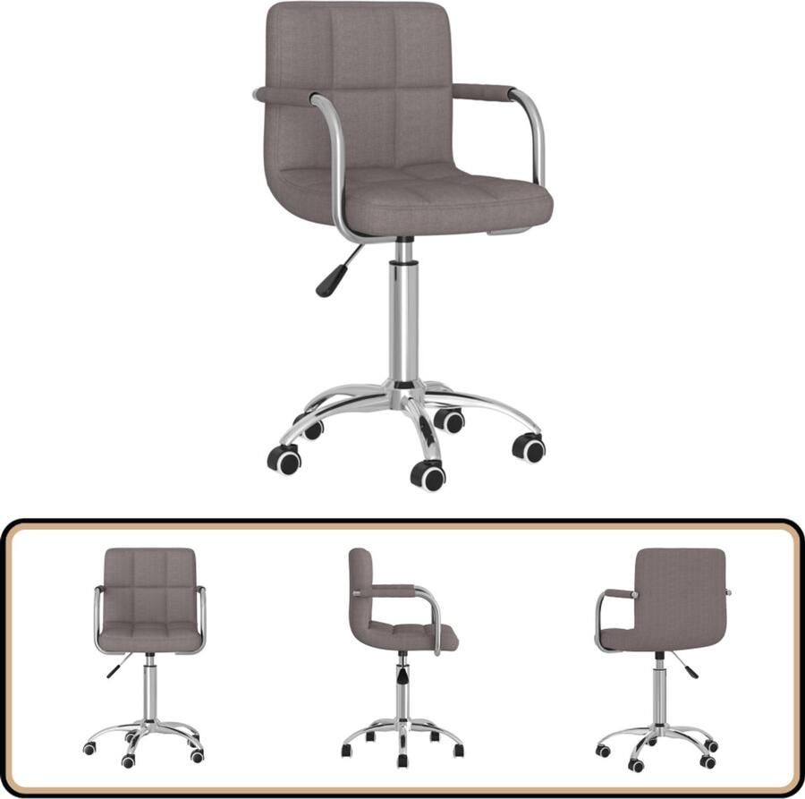 The Living Store Eetkamerstoel draaibaar stof taupe Eettafelstoel Draaistool Eetkamerstoel Lounge Chair Modern Meubilair