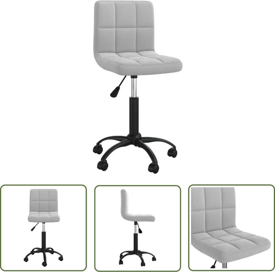 The Living Store Draaibare Eetkamerstoel Lichtgrijs Fluweel 40 x 47 cm Verstelbaar Draaibare Eetkamerstoel Fluweel Stoel Grijze Stoel Adjustable Dining Chair