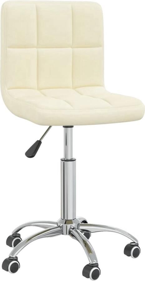 The Living Store Draaibare Eetkamerstoel Verstelbaar Crème 40 x 47 x (74.5-86) cm Stof en verchroomd staal Draaibare Eetkamerstoel Creme Fauteuil Lounge Stoel Salontafel - Foto 2