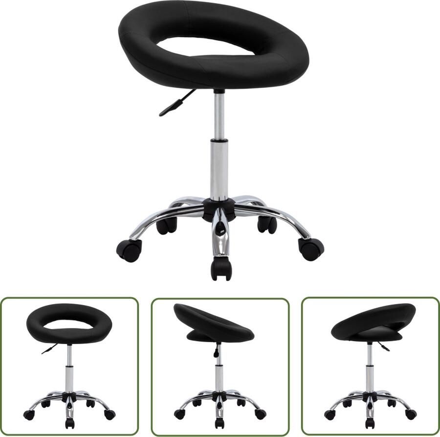 The Living Store Draaibare Eetstoel Zwart Kunstleer 45 x 43 x (57.5 69.5) cm Draaibare Eetstoel Eetkamerstoel Kunstleder Zwarte Eetkamerstoel Moderne Eetkamerstoel