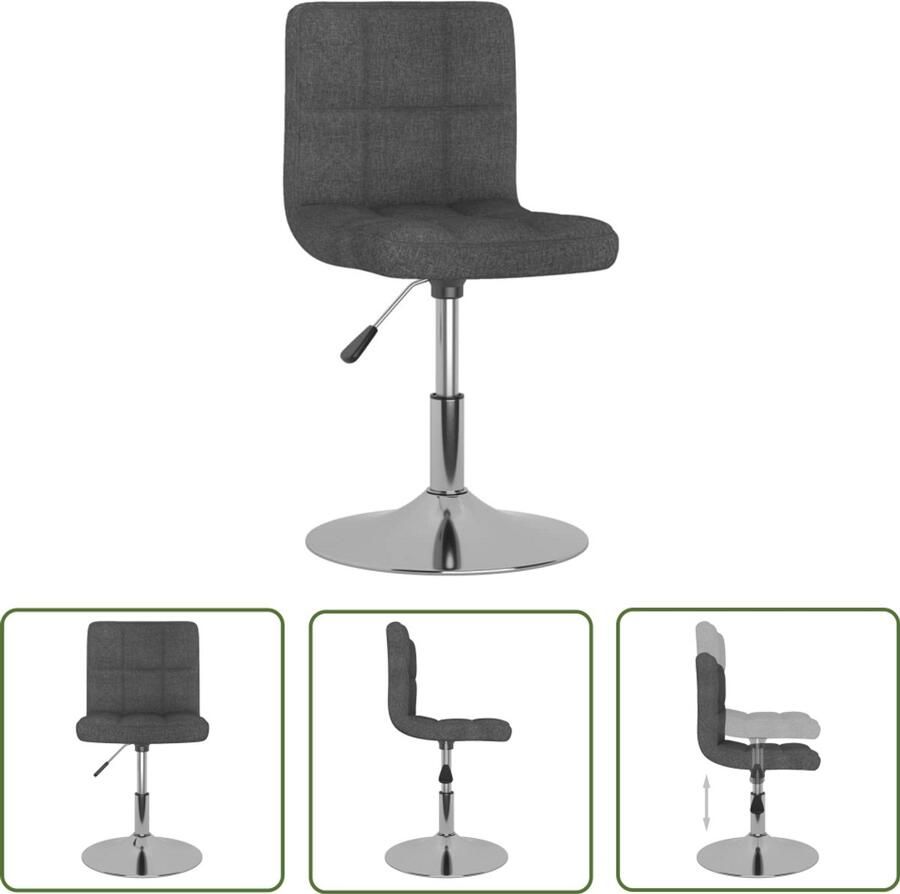 The Living Store Eetkamerstoel draaibaar stof donkergrijs Draaibare Eetstoel Eetkamerstoel Stoffeen Eetkamerstoel Design Eetkamerstoel Grijze Eetkamerstoel