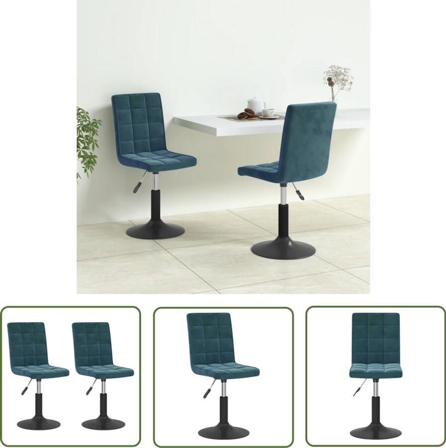 The Living Store Eetkamerstoelen draaibaar 2 st fluweel blauw Draaibare Eetstoel Eetkamerstoel Fluweel Stoel Blauwe Eetstoel Moderne Eetkamerstoel