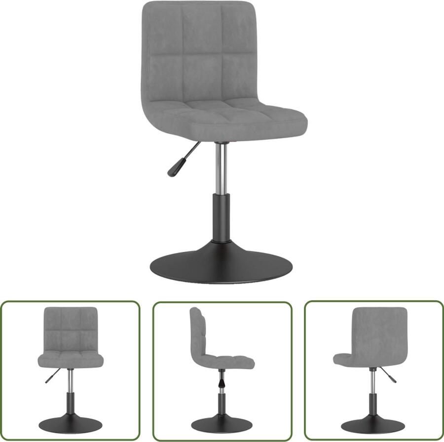 The Living Store Eetkamerstoel draaibaar fluweel lichtgrijs Draaistoel Eetkamerstoel Fluweel Stoel Grijze Stoel Moderne Stoel