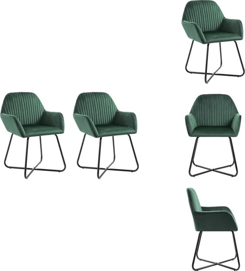 VidaXL Eetkamerstoel Eetkamerstoelen Bijzetstoel Bijzetstoelen Eetkamerstoelen 2 st fluweel groen
