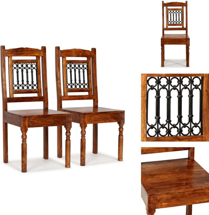 VidaXL Eetkamerstoel Eetkamerstoelen Bijzetstoel Bijzetstoelen Eetkamerstoelen 2 st klassiek hout met honingafwerking