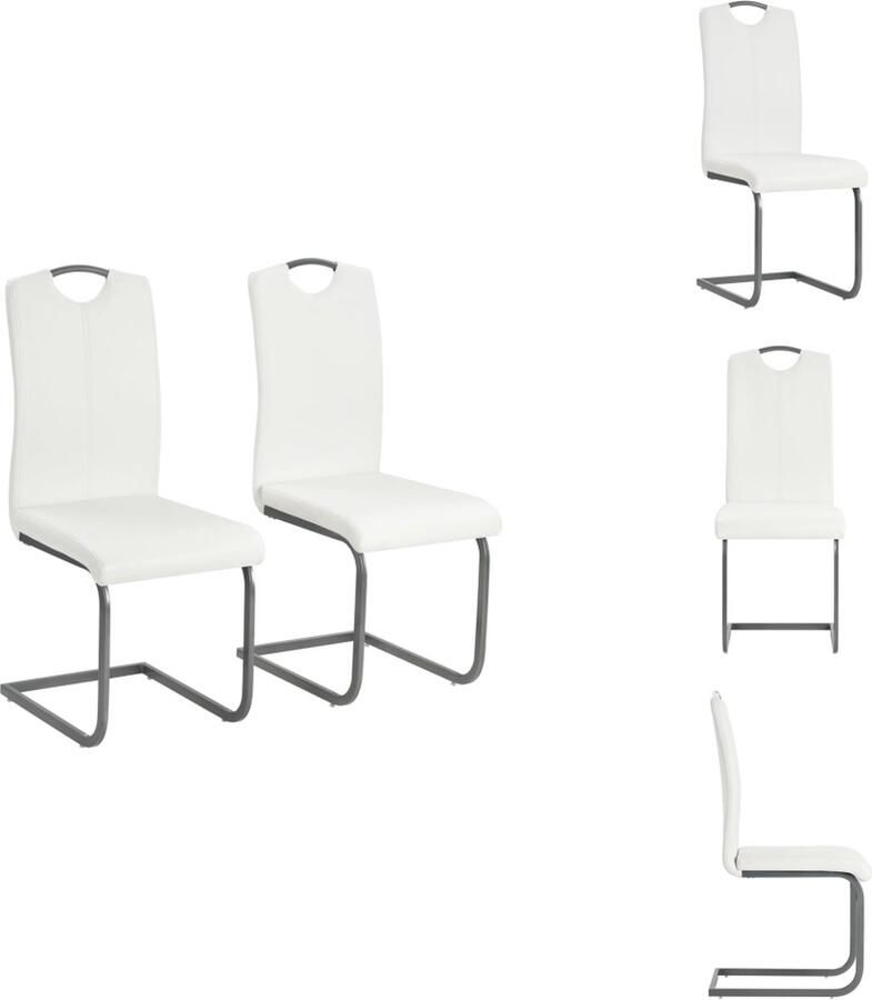 VidaXL Eetkamerstoel Eetkamerstoelen Bijzetstoel Bijzetstoelen Eetkamerstoelen 2 st kunstleer wit - Foto 4