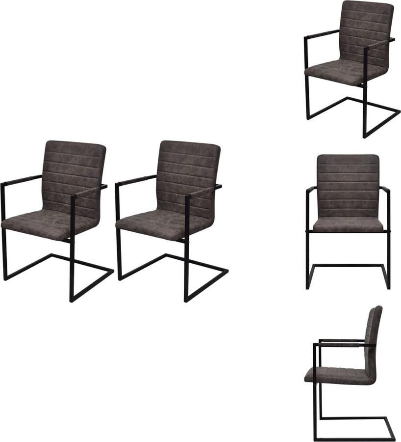 VidaXL Eetkamerstoel Eetkamerstoelen Bijzetstoel Bijzetstoelen Eetkamerstoelen 2 st kunstleer bruin