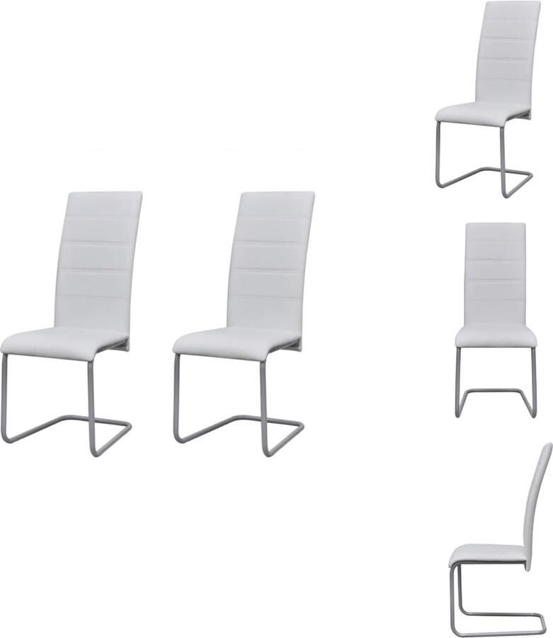 VidaXL Eetkamerstoel Eetkamerstoelen Bijzetstoel Bijzetstoelen Eetkamerstoelen 2 st kunstleer wit - Foto 5