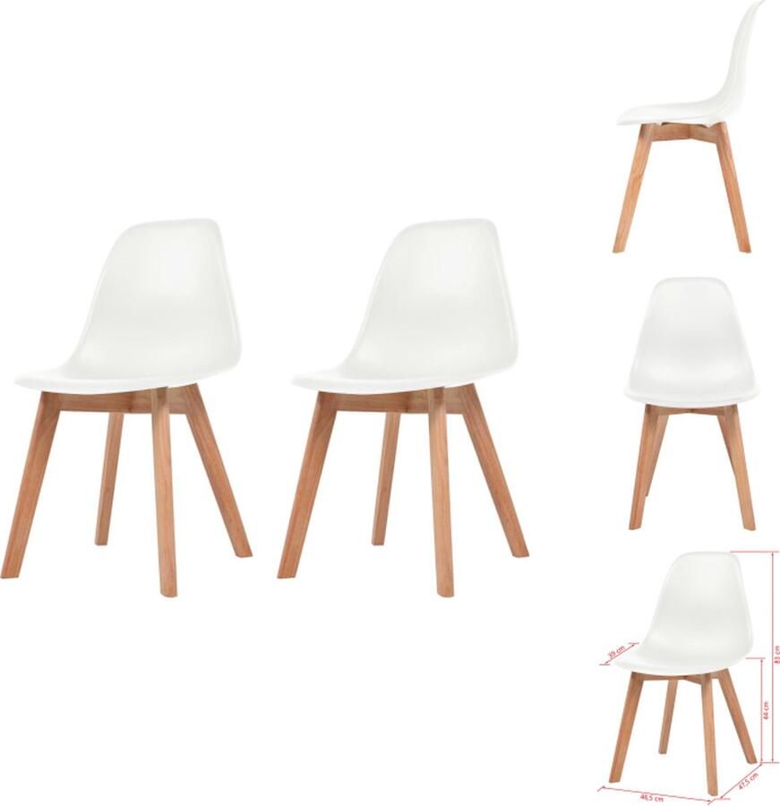 VidaXL Eetkamerstoel Eetkamerstoelen Bijzetstoel Bijzetstoelen Eetkamerstoelen 2 st kunststof wit