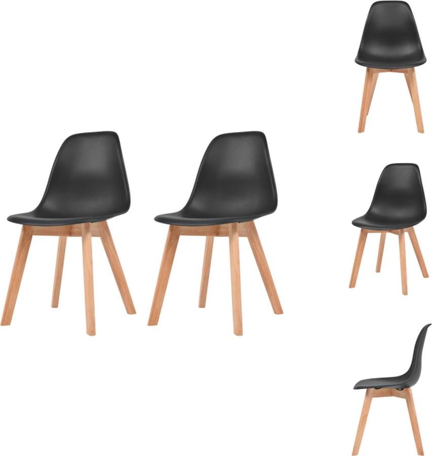 VidaXL -Eetkamerstoelen-2-st-kunststof-zwart