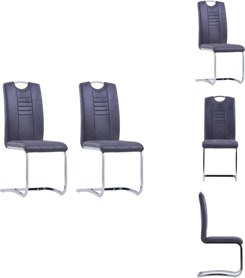 VidaXL Eetkamerstoel Eetkamerstoelen Bijzetstoel Bijzetstoelen Eetkamerstoelen 2 st kunstsuède grijs