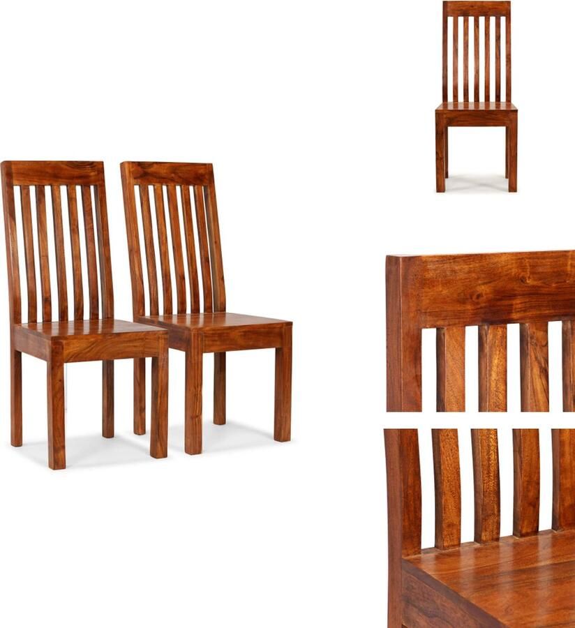 VidaXL Eetkamerstoel Eetkamerstoelen Bijzetstoel Bijzetstoelen Eetkamerstoelen 2 st modern hout met honingafwerking