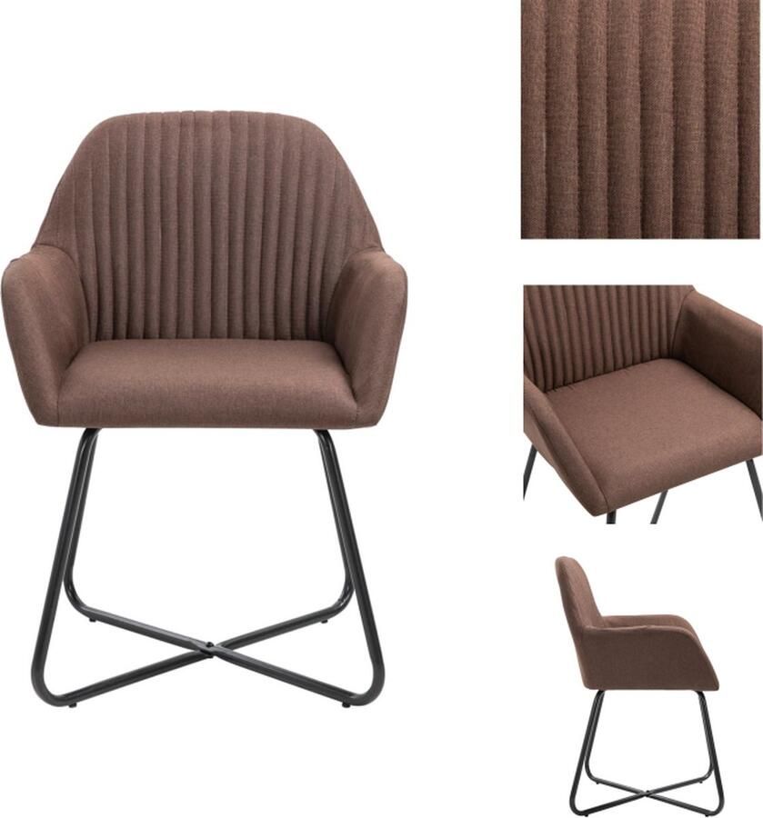 VidaXL -Eetkamerstoelen-2-st-stof-bruin