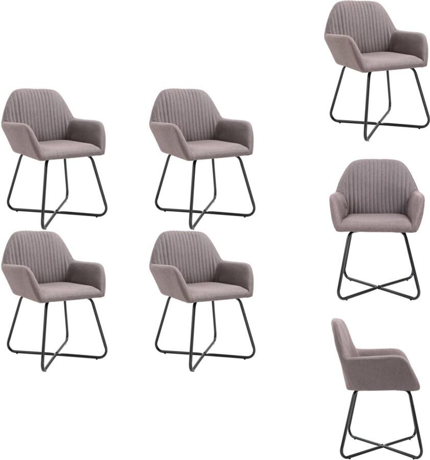 VidaXL Eetkamerstoel Eetkamerstoelen Bijzetstoel Bijzetstoelen Eetkamerstoelen 4 st draaibaar stof taupe