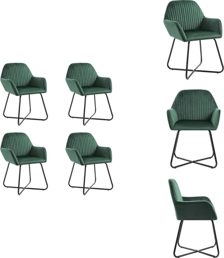 VidaXL Eetkamerstoel Eetkamerstoelen Bijzetstoel Bijzetstoelen Eetkamerstoelen 4 st fluweel groen