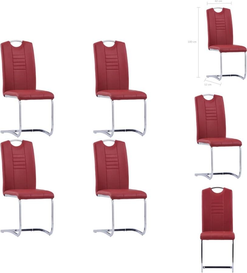 VidaXL Eetkamerstoel Eetkamerstoelen Bijzetstoel Bijzetstoelen Eetkamerstoelen 4 st kunstleer rood