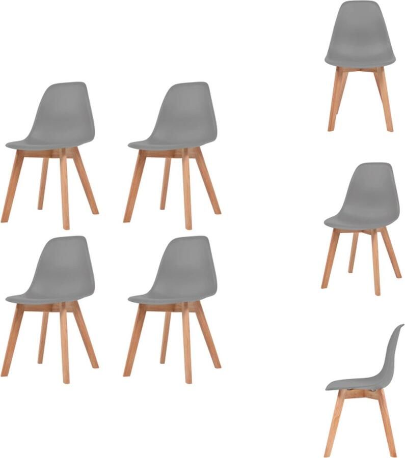 VidaXL Eetkamerstoel Eetkamerstoelen Bijzetstoel Bijzetstoelen Eetkamerstoelen 4 st kunststof grijs