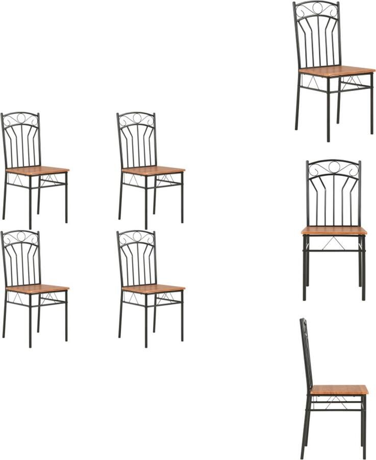 VidaXL Eetkamerstoel Eetkamerstoelen Bijzetstoel Bijzetstoelen Eetkamerstoelen 4 st MDF bruin