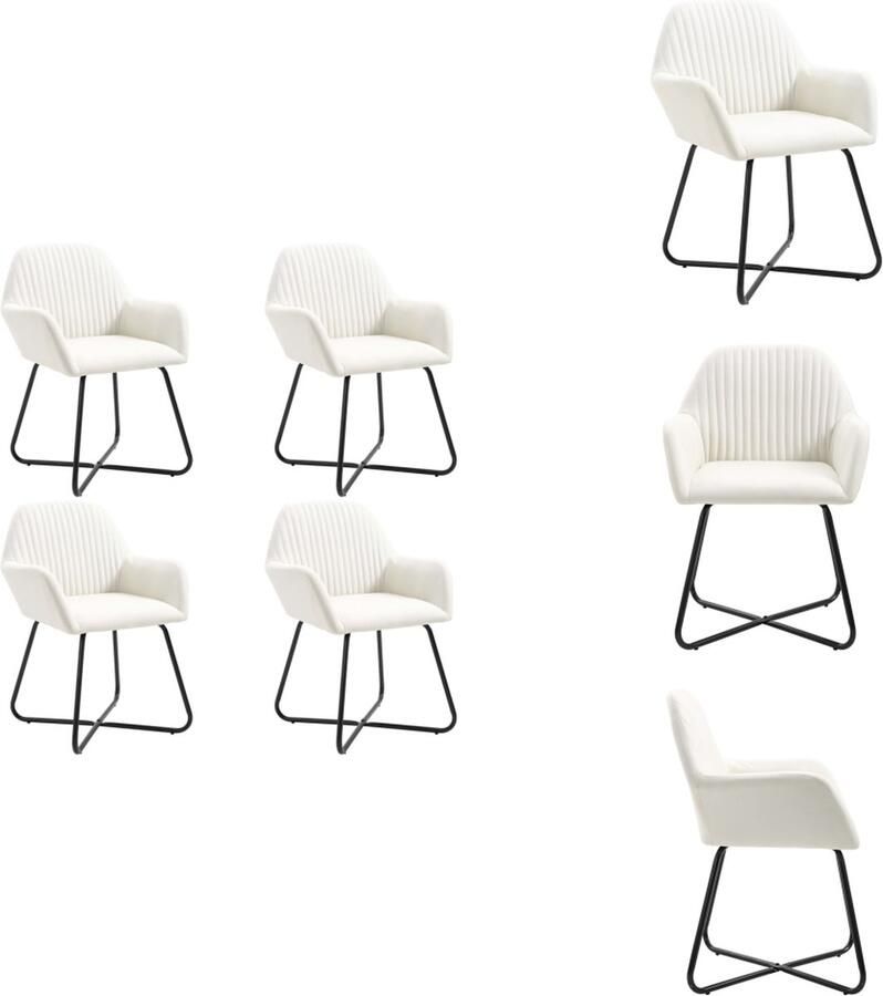 VidaXL Eetkamerstoel Eetkamerstoelen Bijzetstoel Bijzetstoelen Eetkamerstoelen 4 st stof crèmekleurig