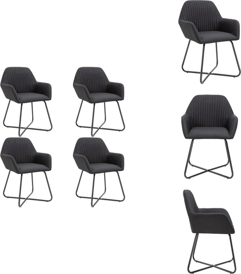 VidaXL Eetkamerstoel Eetkamerstoelen Bijzetstoel Bijzetstoelen Eetkamerstoelen 4 st stof zwart