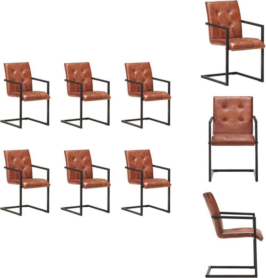 VidaXL Eetkamerstoel Eetkamerstoelen Bijzetstoel Bijzetstoelen Eetkamerstoelen 6 st echt leer bruin