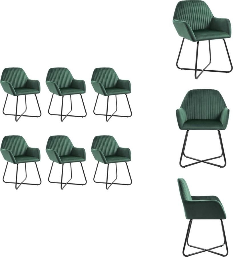 VidaXL Eetkamerstoel Eetkamerstoelen Bijzetstoel Bijzetstoelen Eetkamerstoelen 6 st fluweel groen