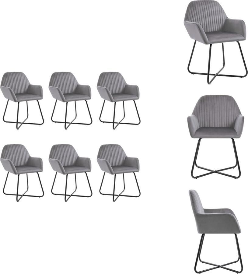 VidaXL Eetkamerstoel Eetkamerstoelen Bijzetstoel Bijzetstoelen Eetkamerstoelen 6 st fluweel grijs