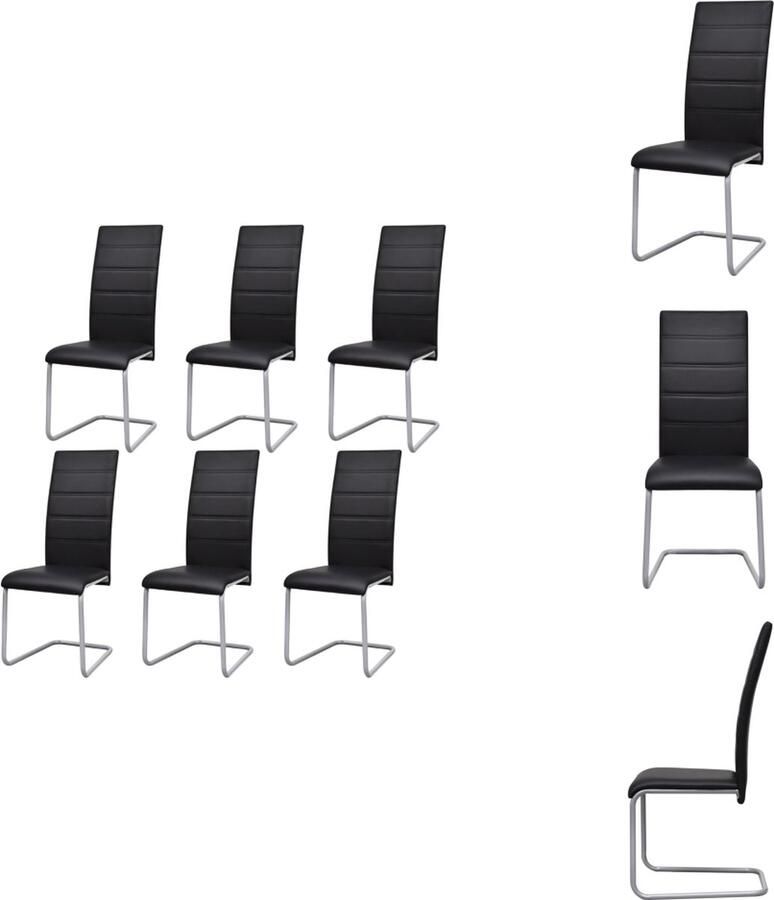 VidaXL Eetkamerstoel Eetkamerstoelen Bijzetstoel Bijzetstoelen Eetkamerstoelen 6 st kunstleer zwart