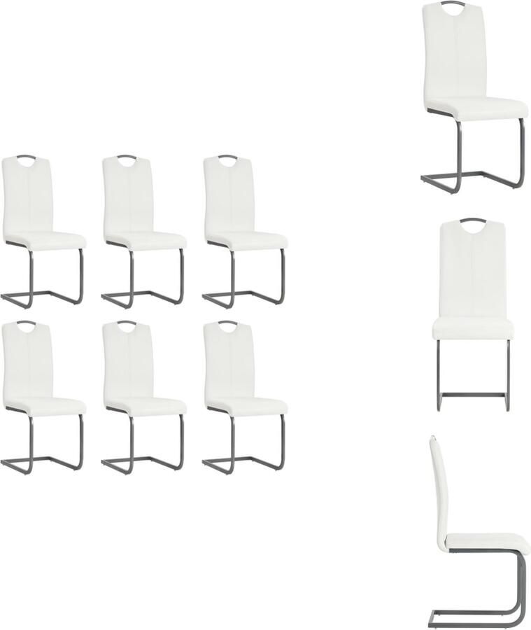 VidaXL Eetkamerstoel Eetkamerstoelen Bijzetstoel Bijzetstoelen Eetkamerstoelen 6 st kunstleer wit - Foto 5